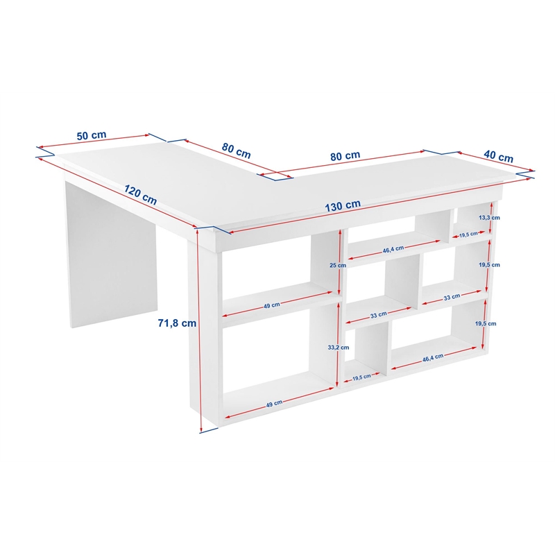 ASIR Hanah Home Vesper Study Desk in White Atlantic Pine