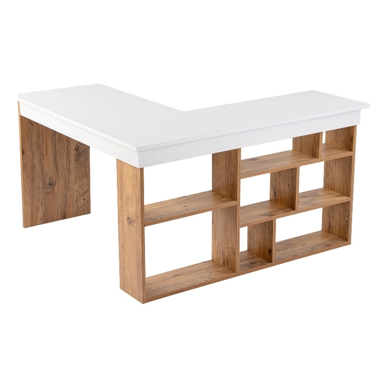 ASIR Hanah Home Vesper Study Desk in White Atlantic Pine