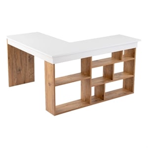 ASIR Hanah Home Vesper Study Desk in White Atlantic Pine