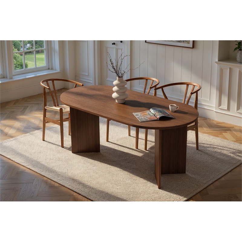 ASIR Hanah Home Sablin Dining Table in Milano Walnut