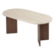 ASIR Hanah Home Sablin Dining Table in Travertine and Milano Walnut