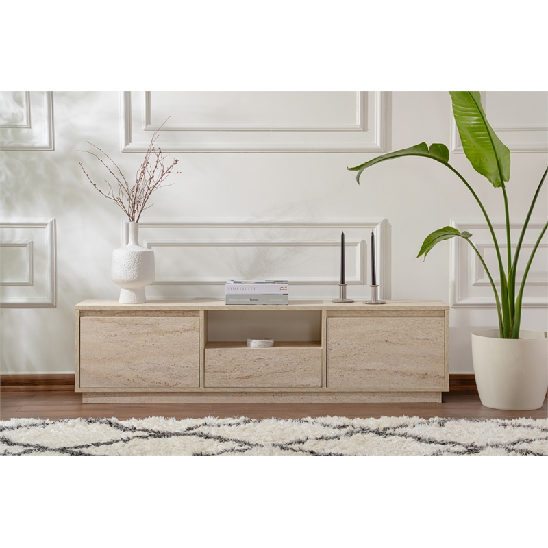 ASIR Hanah Home Vanguard TV Stand in Travertine