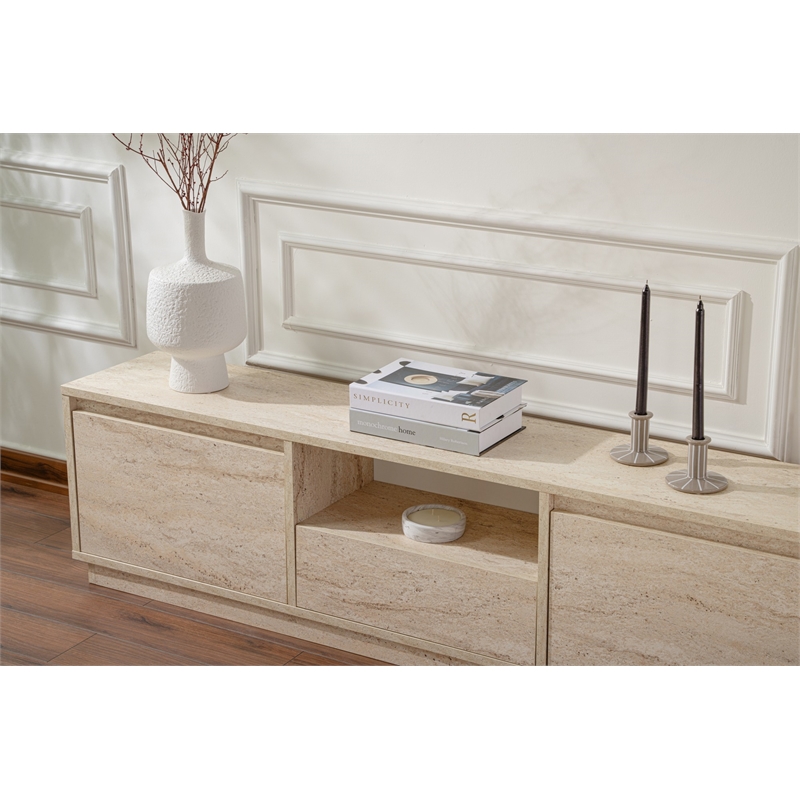 ASIR Hanah Home Vanguard TV Stand in Travertine