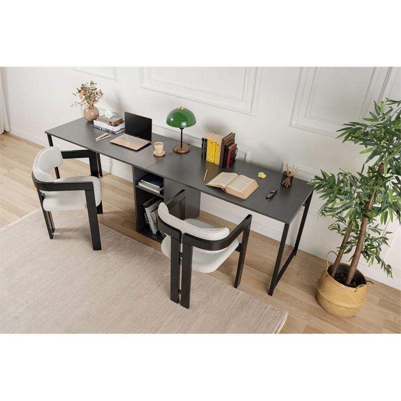 ASIR Hanah Home Twin Study Desk in Anthracite and Black