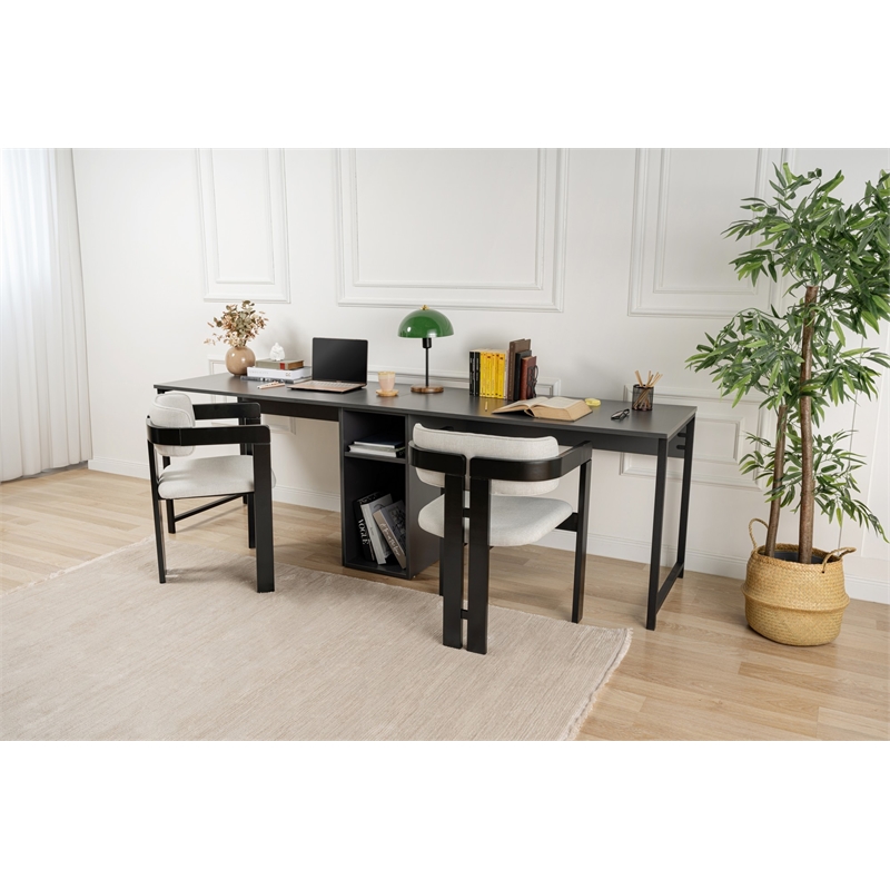 ASIR Hanah Home Twin Study Desk in Anthracite and Black