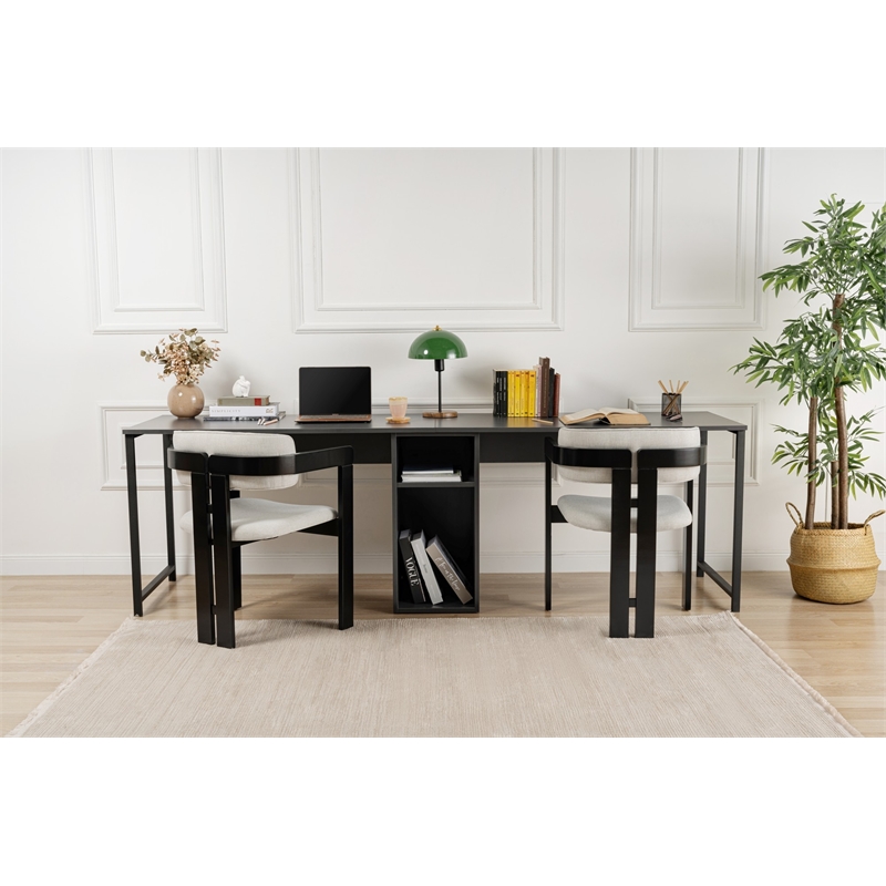 ASIR Hanah Home Twin Study Desk in Anthracite and Black