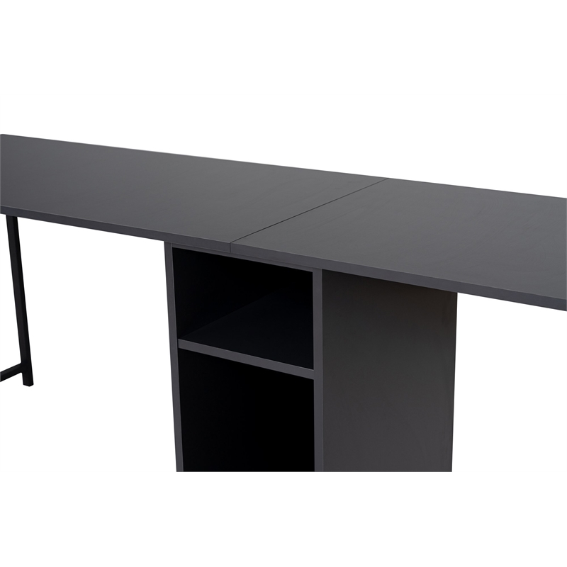 ASIR Hanah Home Twin Study Desk in Anthracite and Black