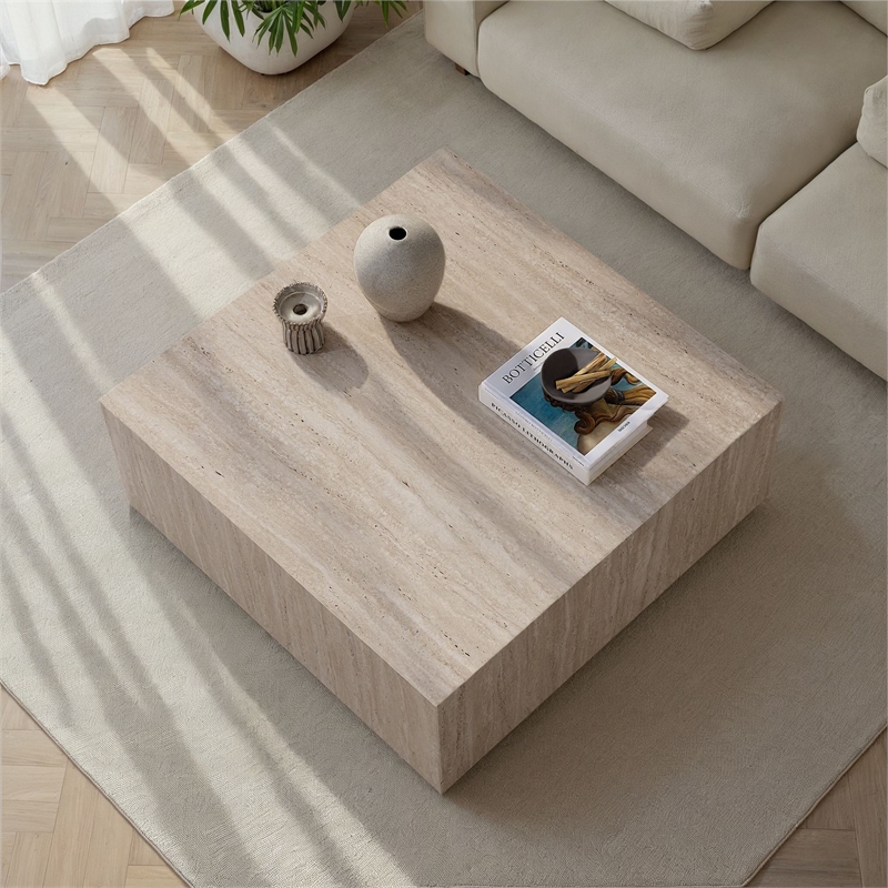 ASIR Hanah Home Prizma Coffee Table in Travertine