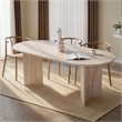ASIR Hanah Home Sabella Dining Table in Travertine