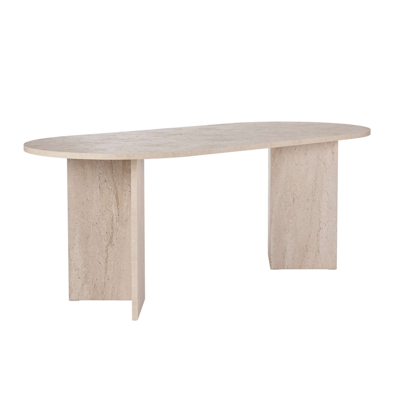ASIR Hanah Home Sabella Dining Table in Travertine
