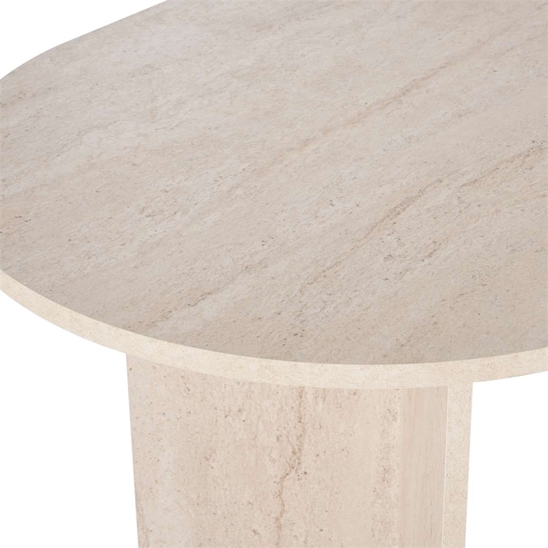 ASIR Hanah Home Sabella Dining Table in Travertine
