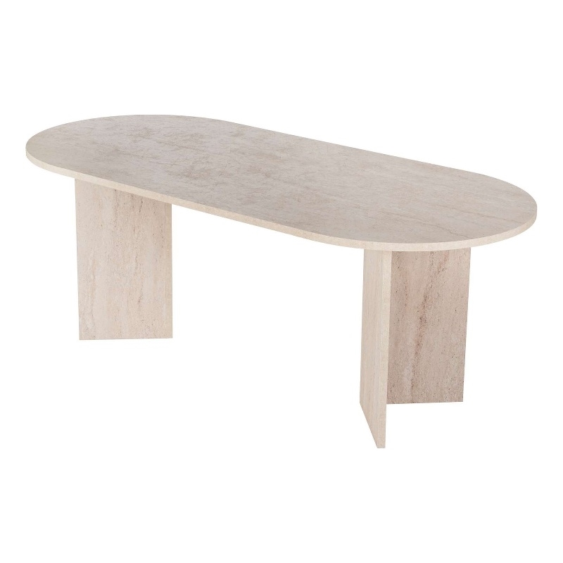 ASIR Hanah Home Sabella Dining Table in Travertine
