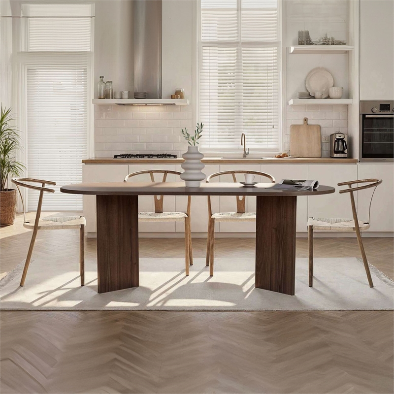ASIR Hanah Home Sabella Dining Table in Venezia Walnut