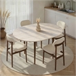 ASIR Hanah Home Viona Extendable Dining Table in Travertine and Walnut