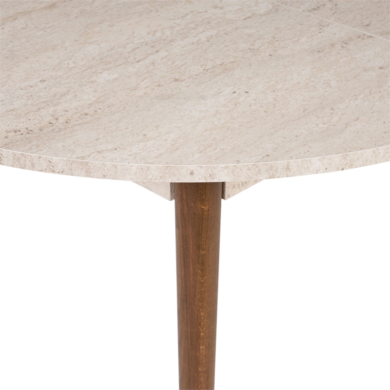 ASIR Hanah Home Viona Extendable Dining Table in Travertine and Walnut