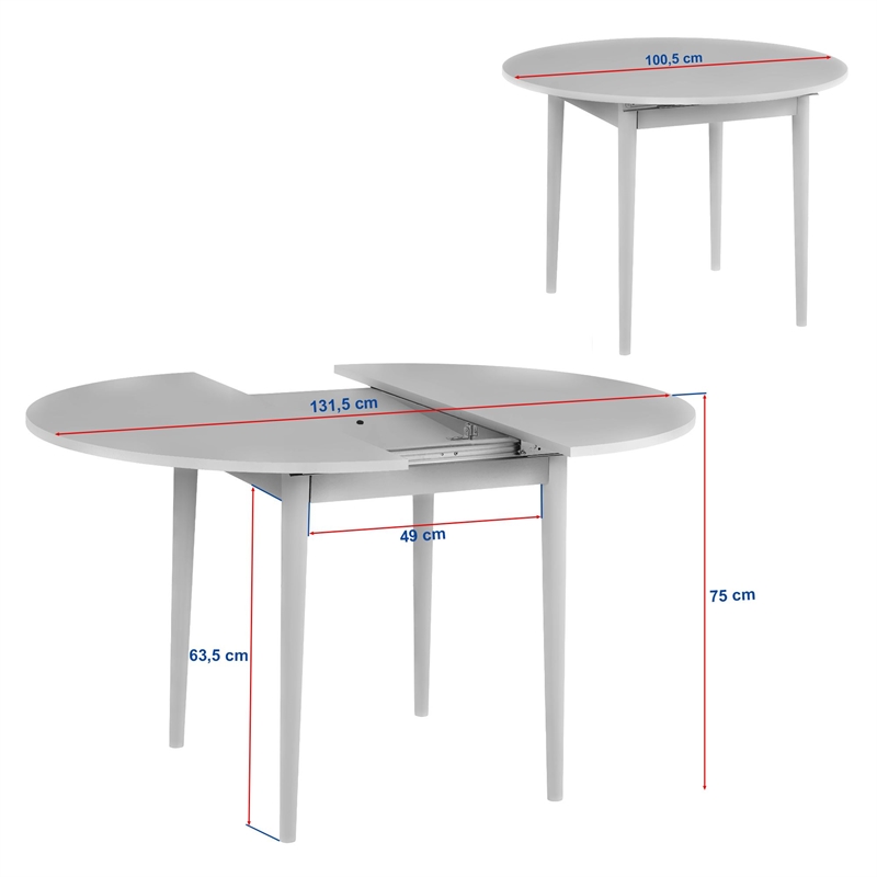 ASIR Hanah Home Viona Extendable Dining Table in Travertine and Walnut