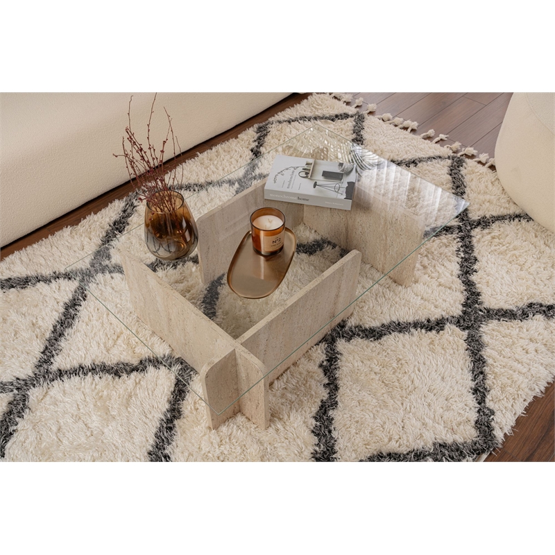 ASIR Hanah Home Flavio Coffee Table in Travertine