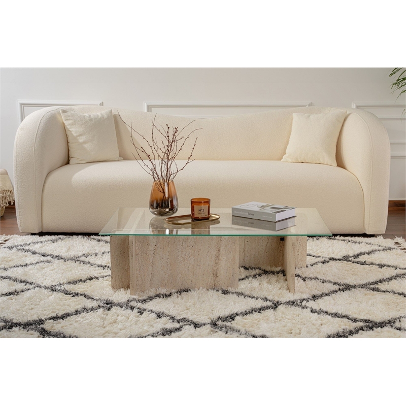 ASIR Hanah Home Flavio Coffee Table in Travertine