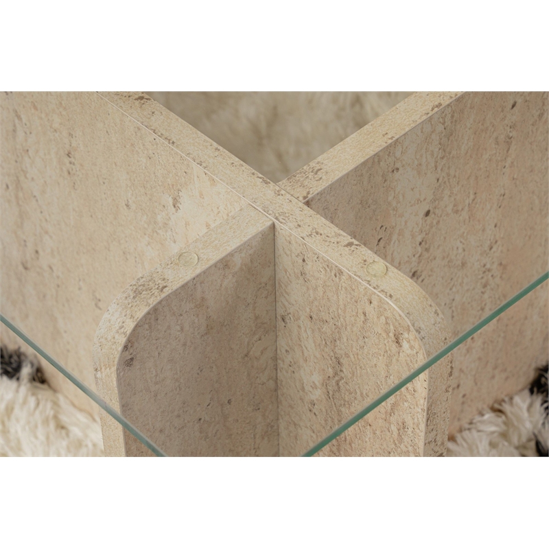 ASIR Hanah Home Flavio Coffee Table in Travertine