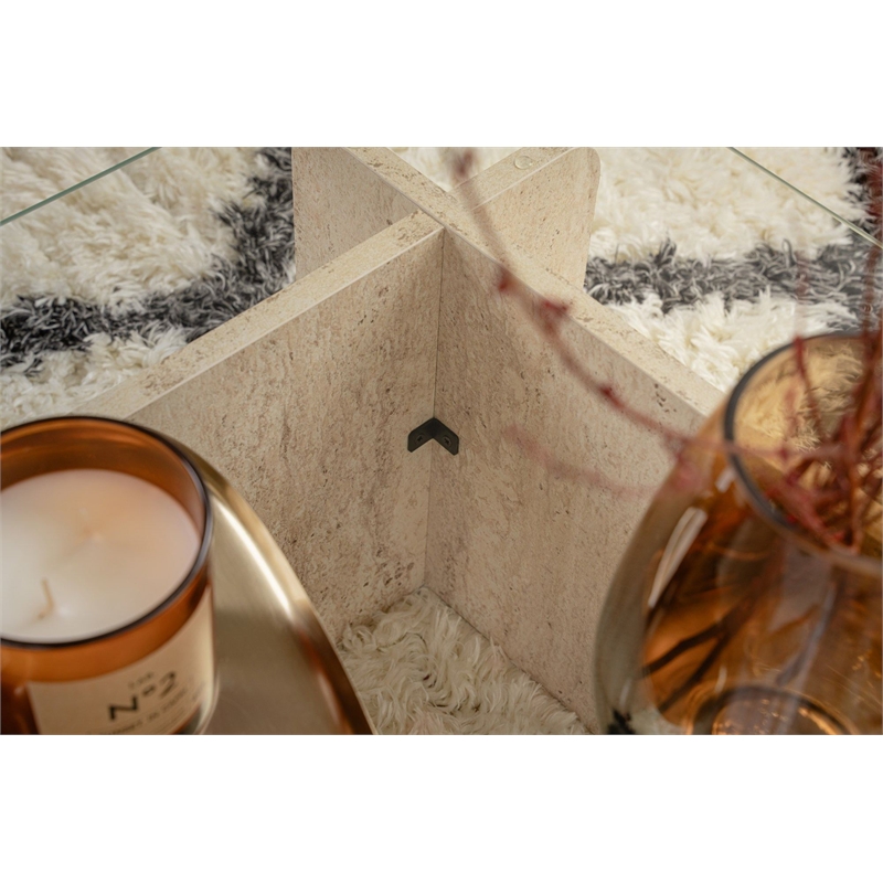 ASIR Hanah Home Flavio Coffee Table in Travertine