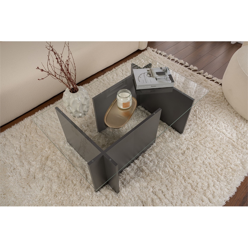 ASIR Hanah Home Vetrino Coffee Table in Anthracite