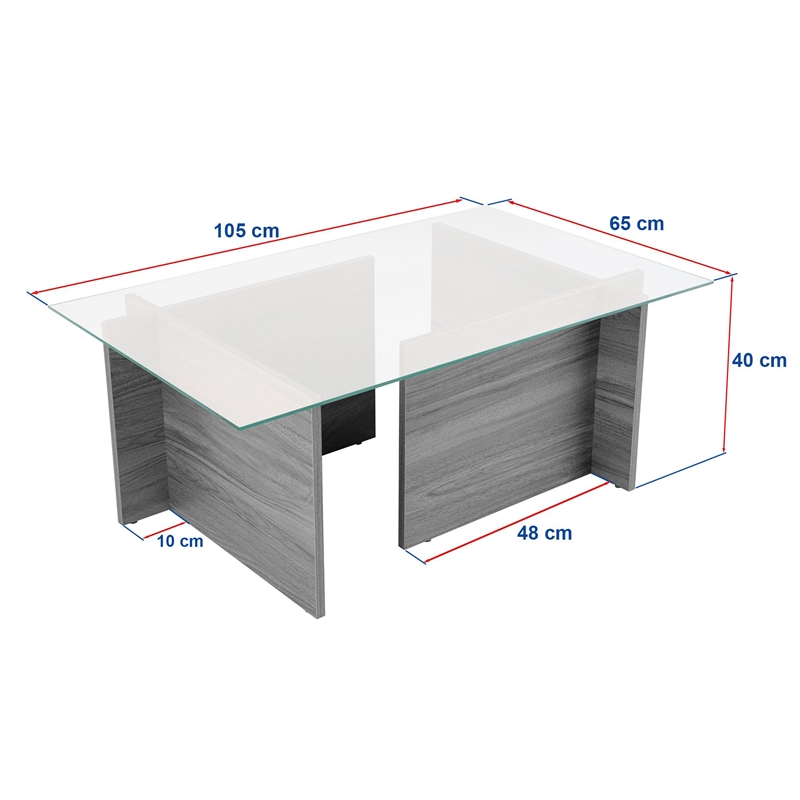 ASIR Hanah Home Vetrino Coffee Table in Anthracite