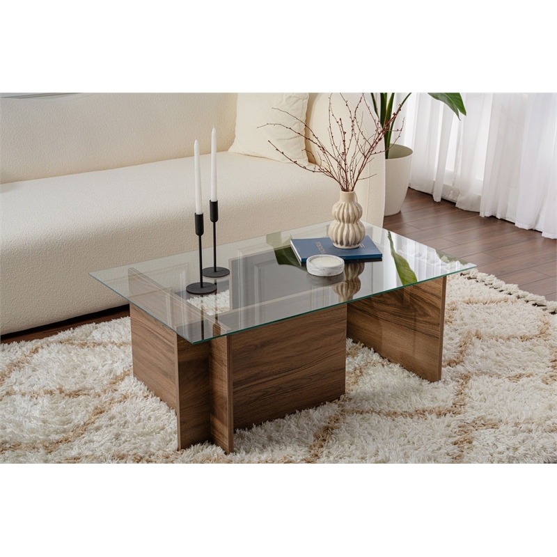 ASIR Hanah Home Vetrino Coffee Table in Venezia Walnut