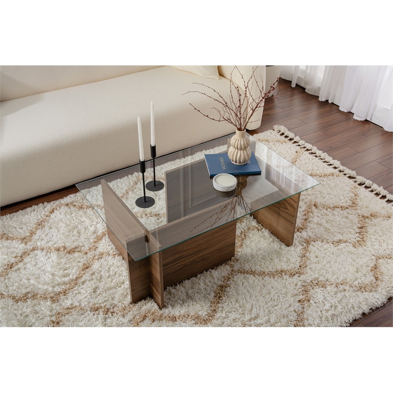 ASIR Hanah Home Vetrino Coffee Table in Venezia Walnut