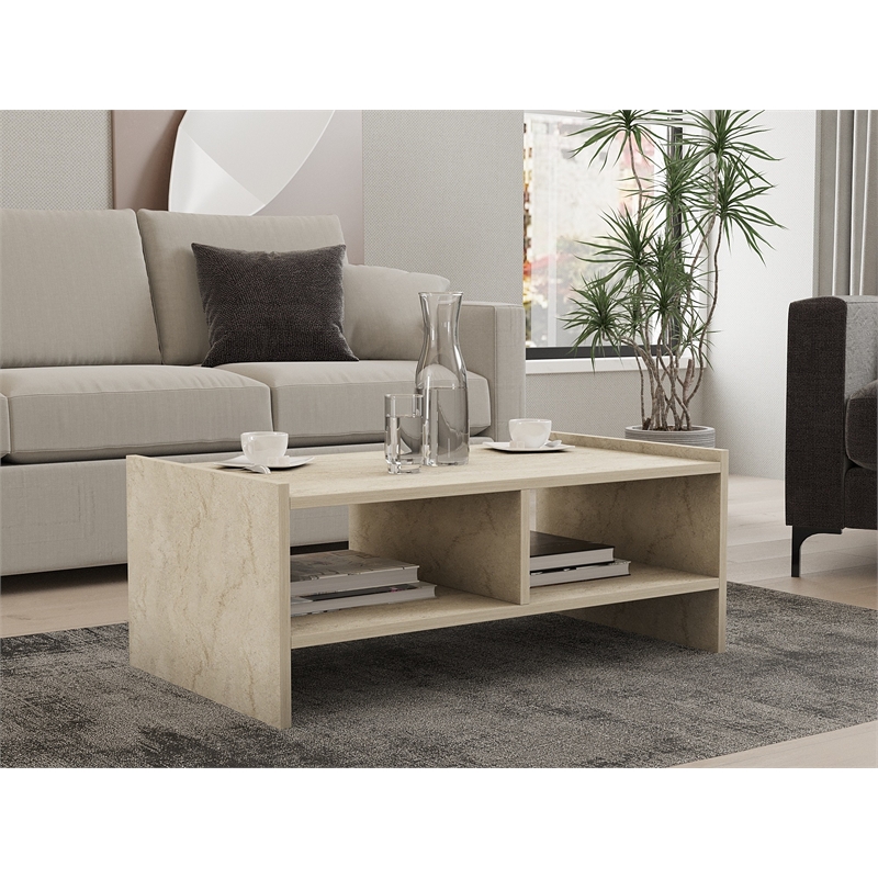 ASIR Hanah Home Pera Coffee Table in Travertine
