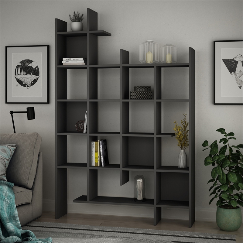 ASIR Hanah Home Manco Bookshelf in Anhracite