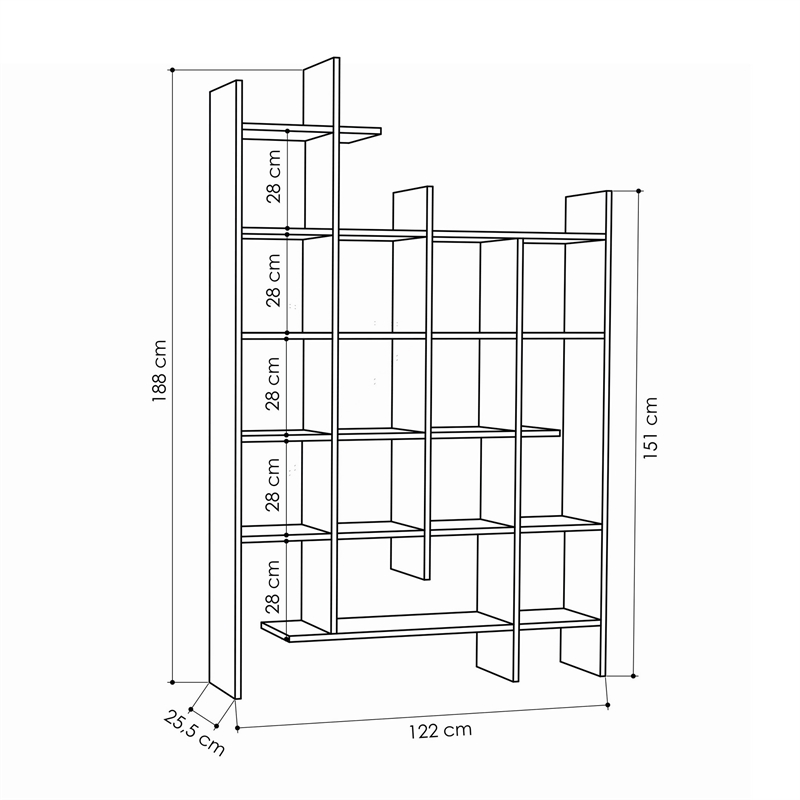 ASIR Hanah Home Manco Bookshelf in Anhracite