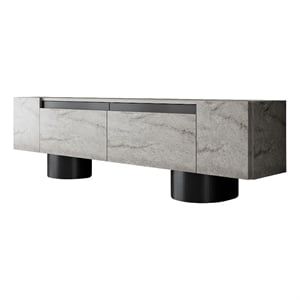 ASIR Hanah Home Bohem TV Stand in Travertine and Black
