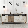 ASIR Hanah Home Milan Console in Walnut and White Marble