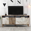 ASIR Hanah Home Milan Console in Walnut and White Marble