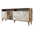 ASIR Hanah Home Milan Console in Walnut and White Marble