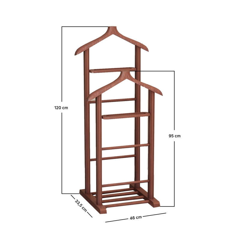 ASIR Hanah Home Beta Double Valet Stand in Walnut