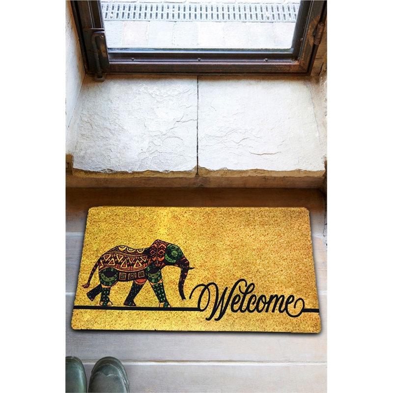 ASIR Conceptum Hypnose Elephant Power PVC Doormat in Multi-Color