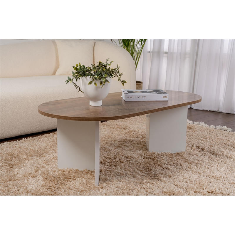 ASIR Hanah Home Sable Coffee Table in Venezia Walnut and White