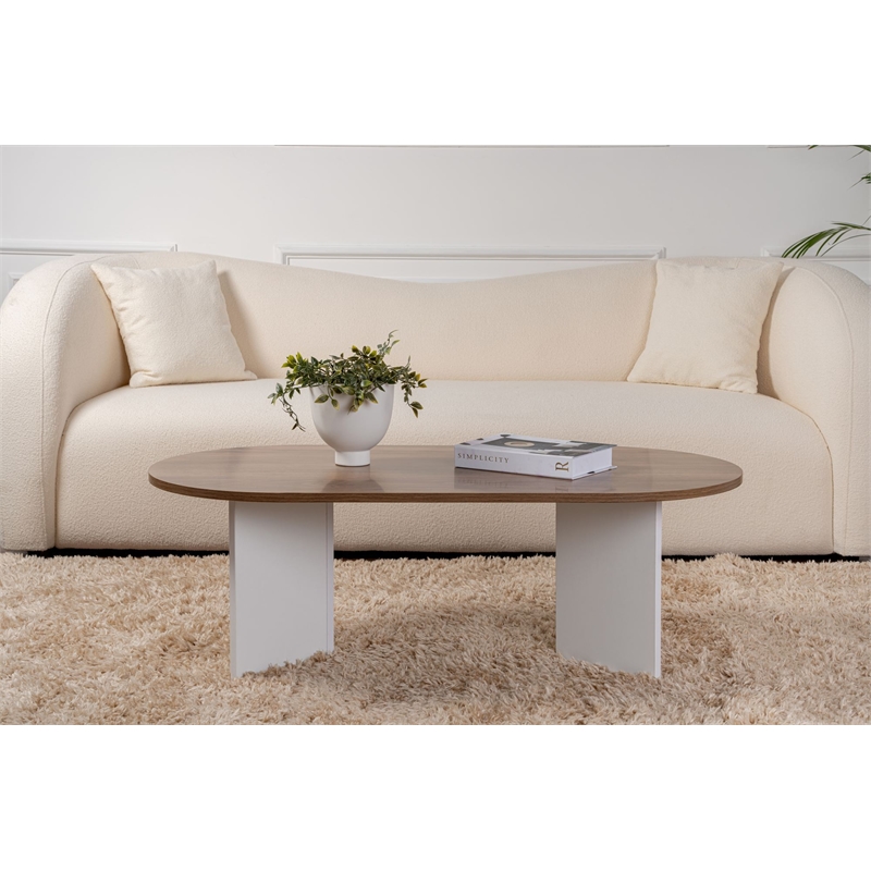 ASIR Hanah Home Sable Coffee Table in Venezia Walnut and White
