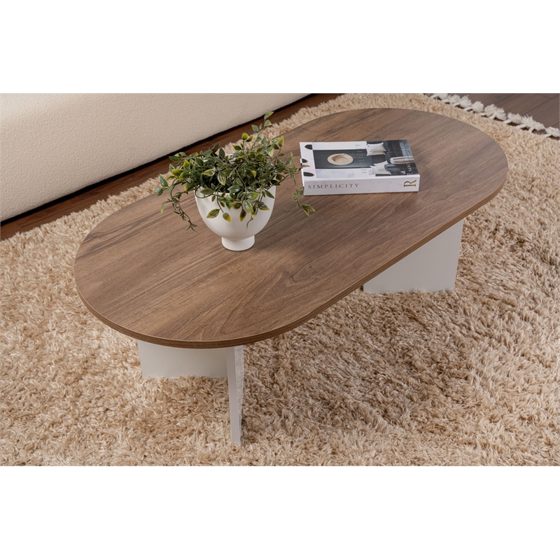 ASIR Hanah Home Sable Coffee Table in Venezia Walnut and White