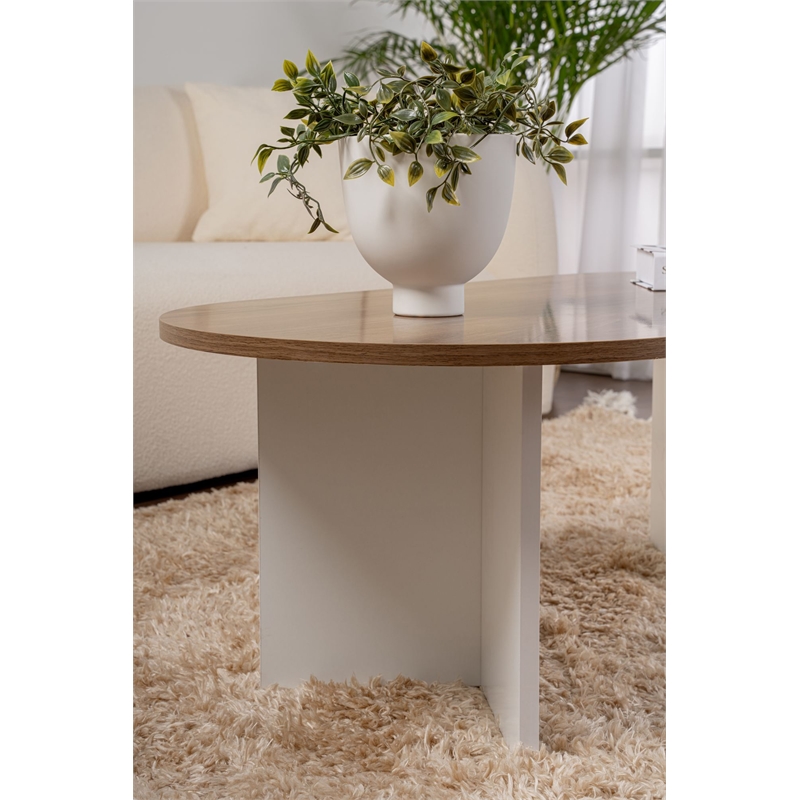 ASIR Hanah Home Sable Coffee Table in Venezia Walnut and White