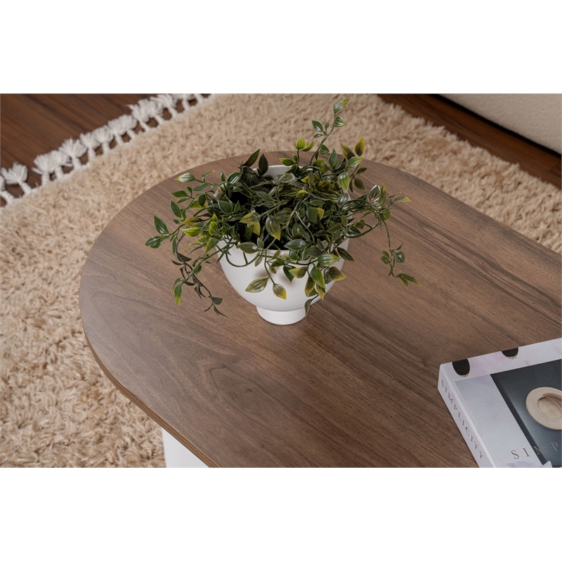 ASIR Hanah Home Sable Coffee Table in Venezia Walnut and White