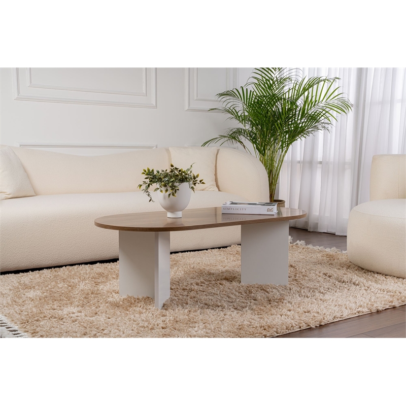 ASIR Hanah Home Sable Coffee Table in Venezia Walnut and White