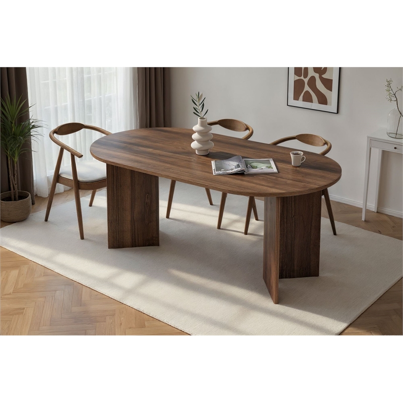 ASIR Hanah Home Sablin Dining Table in Venezia Walnut