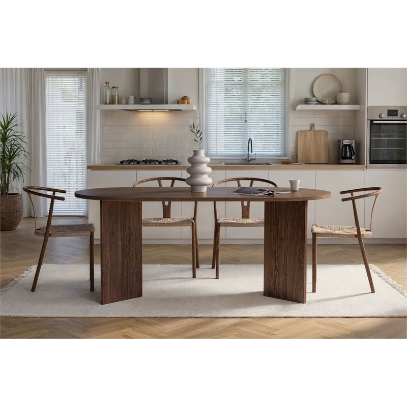 ASIR Hanah Home Sablin Dining Table in Venezia Walnut