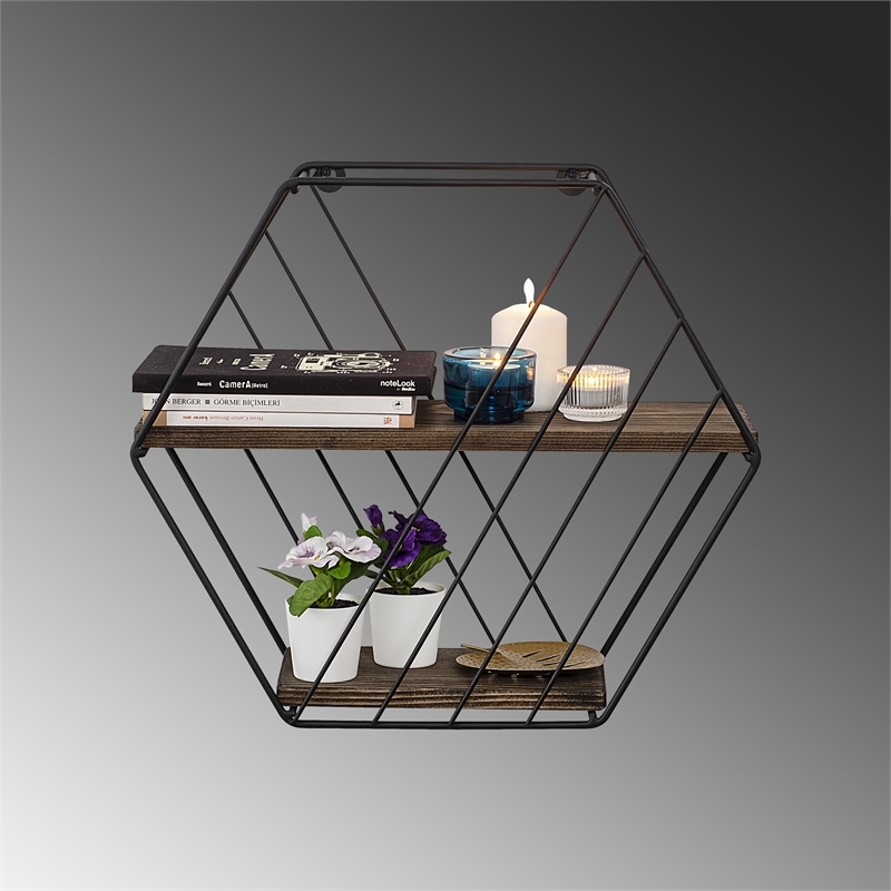ASIR Hanah Home Liliales Wall Shelf in Walnut