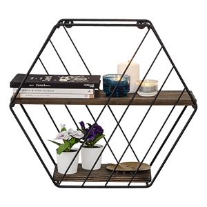 ASIR Hanah Home Liliales Wall Shelf in Walnut