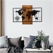 ASIR Wallity World Map With Compass Decorative Wooden Wall Accessory in Walnut