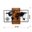 ASIR Wallity World Map With Compass Decorative Wooden Wall Accessory in Walnut
