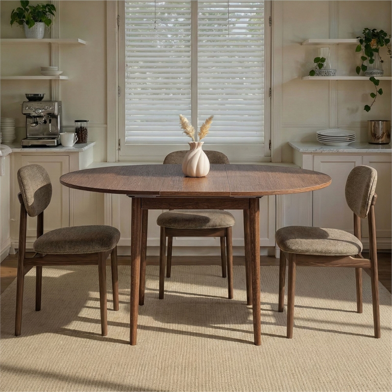 ASIR Hanah Home Viona Extendable Dining Table in Barok Walnut
